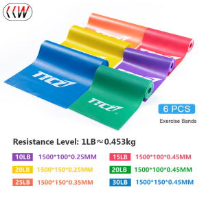 CCW Fitness Exercise Resistance Bands - Rubber Yoga Elastic Band Loop - Purple - 1.5mx10cmx0.25mm - Latex Material - Set of 6 - High Quality and Durable