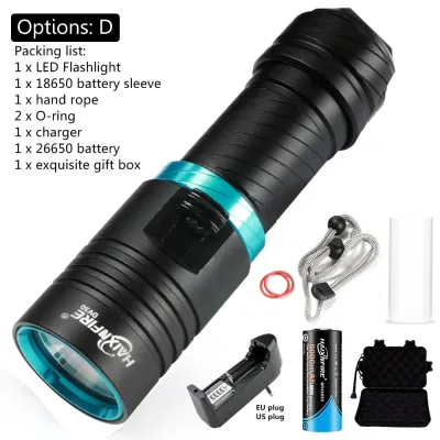 Haixnfire DV30 3000LM XM-L2 LED Diving Flashlight Torch 100M Underwater Waterproof Scuba Lantern
