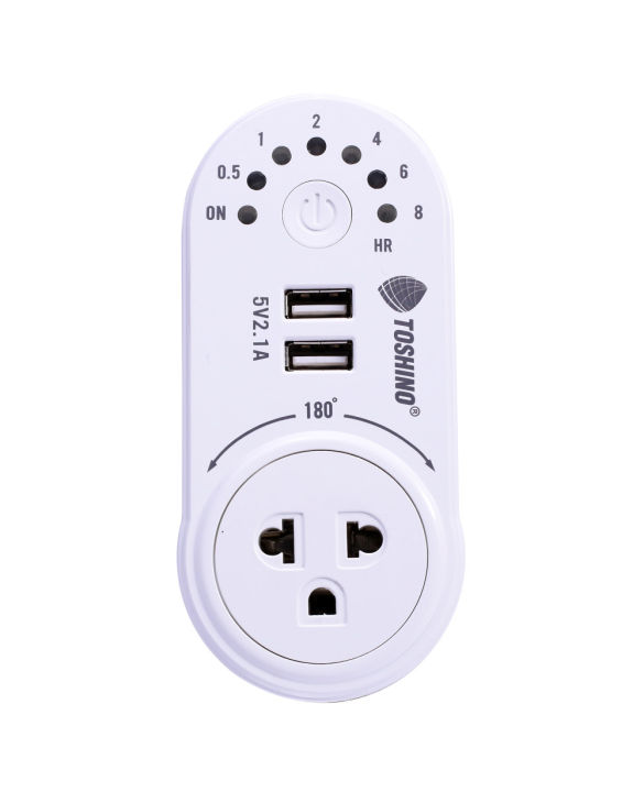 นาฬิกาตั้งเวลา Toshino TS-MT2U พร้อม 2USB และปลั๊กหมุนได้