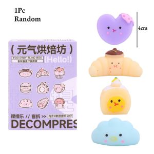 Stress Relief Bakery Food Bread Blind Box Toy Squeeze Soft Glue Kawaii Random Fidget Toy for Children Girl Kids Gifts