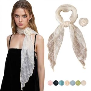 MADEWITH Hoa hồng có thể tháo rời Khăn voan nữ Nhẹ Màu đơn sắc Khăn choàng ảnh đẹp Sành điệu Thoáng khí Khăn quàng cổ Chống nắng