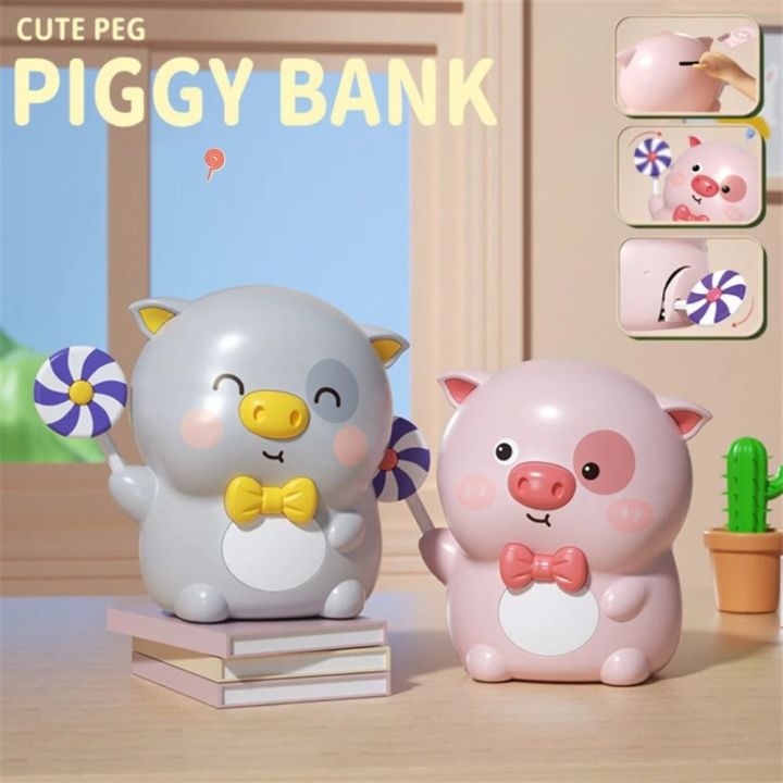 TWCEJE168 With Key Switch Cartoon Piggy Bank Pig Shaped Unbreakable Pig ...