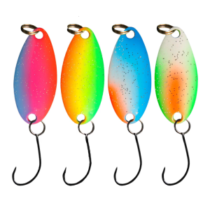 Underwater Artificial Baits Glow Spoons Lures Glow Fishing Baits with Single Hook Metal Hard Baits for Trout