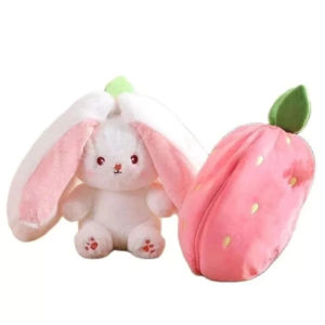Boneka mainan kelinci / strawberry wortel / viral flip lucu telinga panjang buah bunny rabbit
