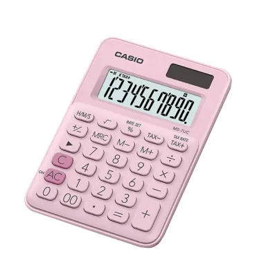 Casio Calculator เครื่องคิดเลข คาสิโอ รุ่น MS-7UC-GN แบบสีสัน ขนาดกะทัดรัด 10 หลัก สีเขียว