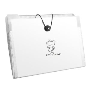 FDGFGG ที่จัดระเบียบไฟล์ กระเป๋าออร์แกน A4 ความจุสูงมาก โฟลเดอร์ขยาย โฟลเดอร์ไฟล์ A4 การ์ตูนลายการ์ตูน หมีน้อย กระดาษทดสอบ