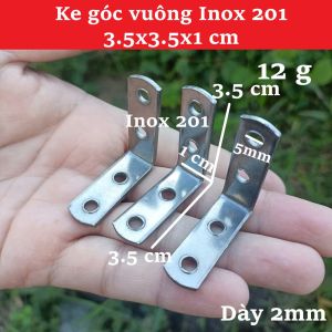 Ke Góc Vuông Inox 201 (3.5x3.5x1 cm) - Dày 2mm Chống Gỉ Chắc Chắn Cho Đồ Gỗ Nhỏ (12g)