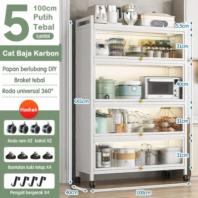 Lemari Dapur Lemari Piring Minimalis Rak Dapur Besi Serbaguna Rak Penyimpanan Multi-layer Rak Oven Microwave