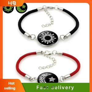 HB 2pcs Set Luminous Couple Sun Moon Bracelet For Women Men Adjustable Woven Rope Charm Friendship Girlfriend Party Jewelry Gifts