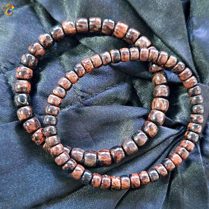Collection Grade Mahogany Obsidian Abacus Rondelle Bracelet
