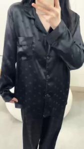 M-5XL Silk Pajama for Women Plus Size Terno Sleepwear Woman Autumn Long Sleeves Satin Striped Leopard Print Night wear