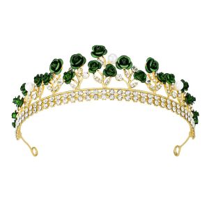 WATER Rose Flower Women Hair Hoop Rhinestone Pearl Crystal Flower Tiara Temperament Headwear Wedding Headband Girl Children