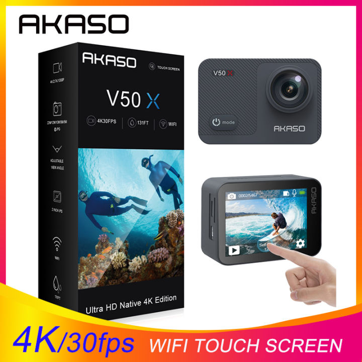 AKASO V50X akaso v50 x 4K30fps WiFi Action Camera wt EIS Touch Screen 4X  Zoom 131 feet Waterproof Camera