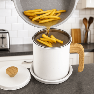 ST78FXHTC Lưới mịn Thùng chứa dầu ăn có bộ lọc Chịu nhiệt Lon lọc dầu Bền bỉ có nắp Thùng chứa lọc dầu Sử dụng trong bếp