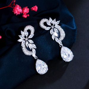 SEQUITO Temperament Silver Color Ear Jewelry Pave Setting Blue AAA Cubic Zirconia Gorgeous Long Drop Earrings for Ladies Clothing Accessories SE854