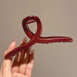 Salime Women Large Dark Red Color Hair Claws Barrettes Hairpins Plastic Ponytail Hair Clips Girls Senior Hair Shark Clip Accessories