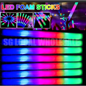 【SG Local】(Fast Shipping) Colorful Glow Sticks LED Foam Cheer Tube Multicolor Sponge Wands Glow in the Dark Light Christmas Party Concert Supplies