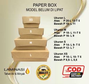 Bok Makanan Isi 500 Pcs Kertas Model Belum Di Lipat Ukuran XS S M L Laminasi Tahan Air & Minyak