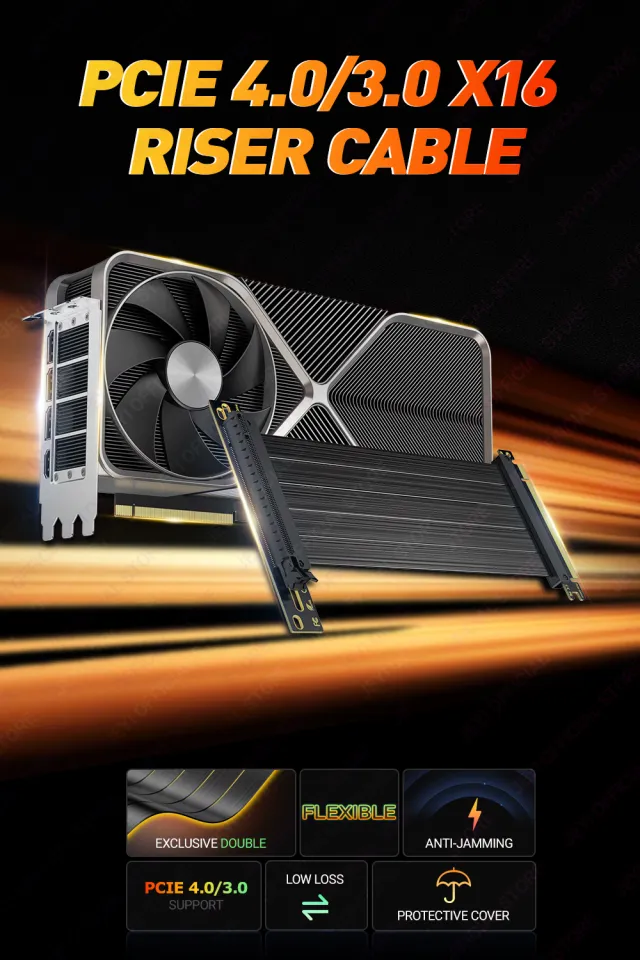 JEYI PCIE Riser Cable 90 Degree, PCIe x16 Extension