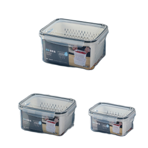 Refrigerator Storage Box Fridge Fresh Vegetable Fruit Boxes Drain Basket Storage Containers With Lid-R8706
