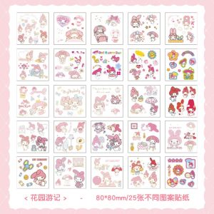 25Pcs Sanrio Stickers No Repeating Kuromi Stickers Waterproof Cinnamoroll My Melody Stickers Lotso Stickers 库洛米贴纸玉桂狗防水贴纸