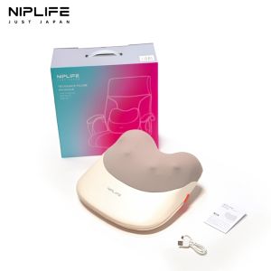Ready Stock NIPLIFE Powered Multi-Area Massage Pillow for Neck Back and Waist Home Muscle Relax Device