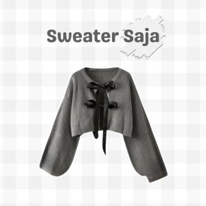 setelan wanita one set 3in1 ( Sweater Ribbon + Rok Susun + Tanktop + Kacamata Aesthetic AM183R