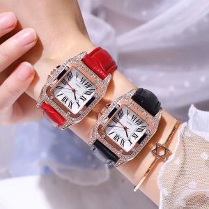 SKY E-COMMERCE CO.Ltd COD Korean Version of High-end Fashion Simple Roman Numeral Square Diamond Ladies Belt Watch