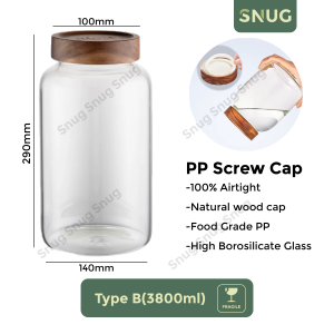 Snug Borosilicate Glass Airtight Canister Jar With Wooden Sealed Lid Storage Jar Container Glass