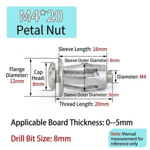 50Pcs Rivet Screw Fixing Expansion Screw For Wall Mount Install