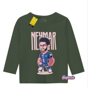 Baju anak laki laki lengan panjang karakter kartun animasi sepak bola NEYMAR warna army bahan adem