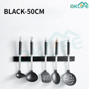 [OKLIFE. SG]Magnetic Knife Holder Wall Mount Stainless Steel Knife Rack 50cm Self Adhesive Kitchen Organizer Kitchen Tools