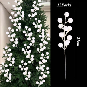 4/20PCS Artificial Berry Branch Christmas White Berries Stems Xmas Tree Ornament Wedding Home Party New Year Fake Fruit Flower Decoration
