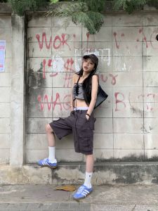 ❣Fortunee ❣ กางเกงวิลเทจ มีกระเป๋าทั้ง2ข้าง กางเกงห้าส่วน ขากว้าง เท่ๆ กางเกงผู้หญิง