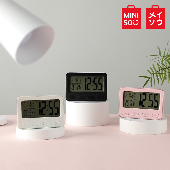Mini So Clock Miniso 3D LCD Alarm Clock Electronic Temperature Humidity Meter With ...