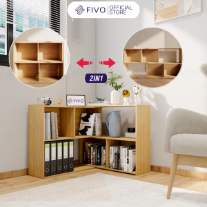 Kệ Sách Gỗ Để Sàn Màu Gỗ FIVO FB71 Với Tính Năng 2IN1 Đóng Mở Tùy Thích Nhiều Ngăn Chứa Đồ Rộng Rãi