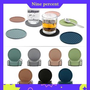 Nine percent Round Coaster Cup Mats Coffee Drinks Silicone Cup Holder Kitchen Accessories