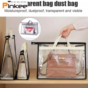 Clear Women Purse Handbag Dust Cover Craft Storage Bag with Zipper For Dust Moisture Proof Protector Travel Organizer