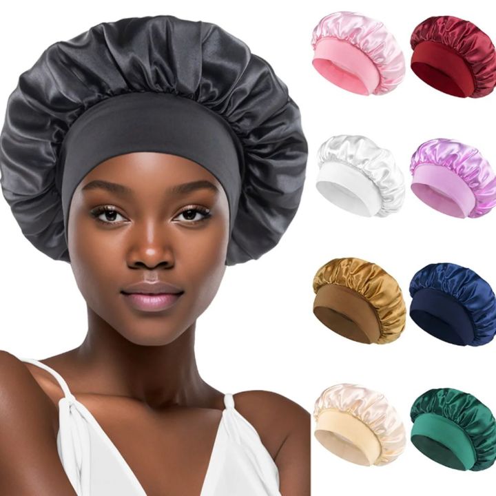 WAVER Soft Long Hair Care Bonnet Imitation Silk Solid Satin Satin Shower  Caps Bathroom Products Large Hair Care Hats for Women Lazada PH