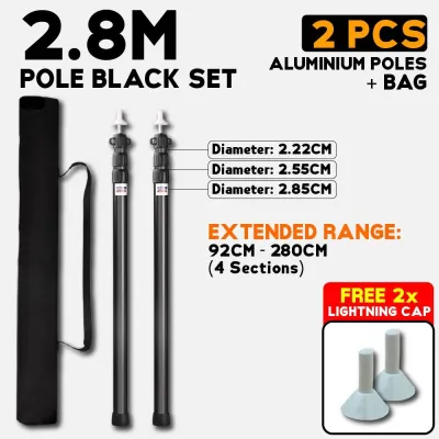Tent Pole Flysheet Heavy Duty Camping Pole Adjustable Rod tiang Khemah Outdoor Hiking Canopy Tarp Pole Telescopic