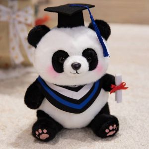 BLESSFUL 25cm Graduation Panda Plush Toy Soft Cute Plush Panda Ornaments Kawaii Style with Doctoral Cap Doctor Hat Panda Doll Graduation Gift
