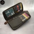Lee Jeep Camel Long Zip Leather Wallet Genuine Cow Leather Purse Dompet Kulit Panjang. 