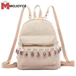 MOJOYCE กระเป๋าเป้สะพายหลังผู้หญิงกระเป๋าสะพายไหล่กระเป๋าสานสำหรับผู้หญิงกระเป๋าชายหาดฤดูร้อน