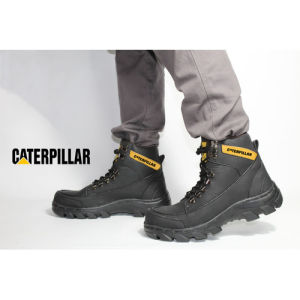 Sepatu Caterpillar Hitam Boots Safety Pria Ujung Besi Kerja Lapangan Kulit Murah Keren Terbaru 2023