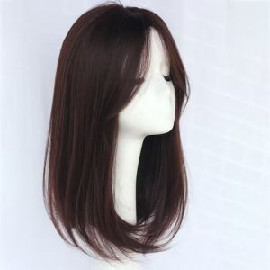 Korean Short Straight Hair Wig Womens Eight-Character Bangs Mid-Length Natural Full-Head Wigs