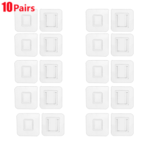 10 cặp dính chắc chắn treo hai mặt khóa móc chất kết dính trong suốt móc treo tường móc gắn chìa vặn ổ cắm điều khiển từ xa
