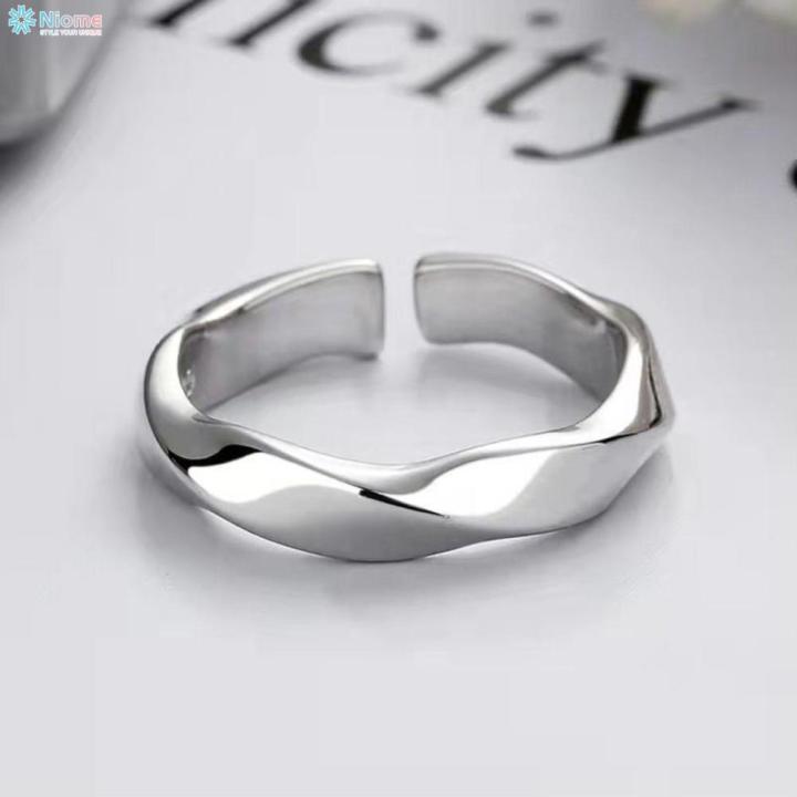 Niome Mobius Nhẫn dạng sóng màu bạc hợp kim Nhẫn hở cho nam giới cổ ...