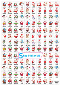 Sticker khen chữ Tiếng anh HÌNH NOEL - Combo 40k 5 tờ A4 x 129 sticker