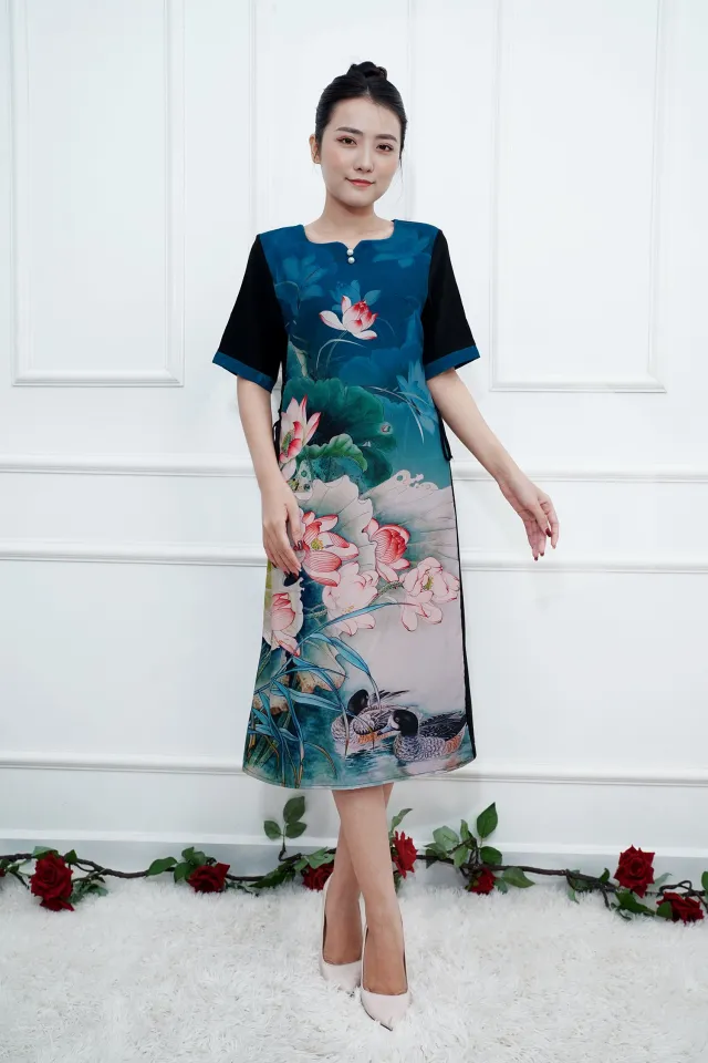 Đầm Dạo Phố Vải Voan Buộc Nơ Chun – Thời trang Pantio