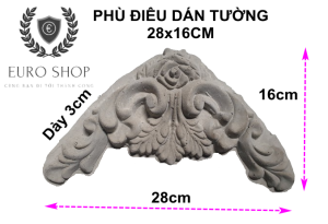 Phù điêu xi măng hoa văn họa tiết hoa bông góc PD16x28cmV2 HTV-EUROSHOP dày 3cm trang trí dán trần tường công trình xây dựng Biệt Thự Tân Cổ Điển (phu dieu xi mang phù điêu bê tông)